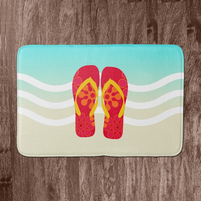 Tapete De Banheiro Red Summer Beach Chinelos Bath Mat (Criador carregado)