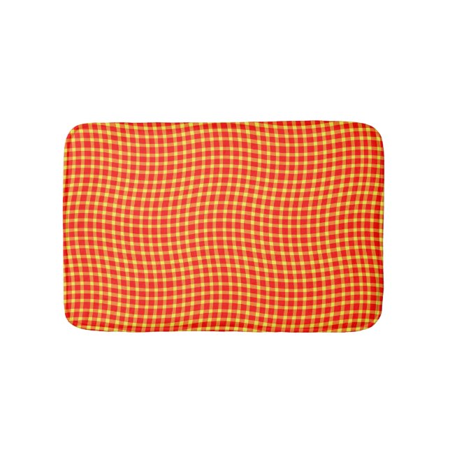 Tapete De Banheiro Red Yellow Plaid Checker Seamless Pattern (frente)