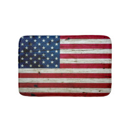 Tapete De Banheiro Refrigere a madeira afligida da bandeira americana