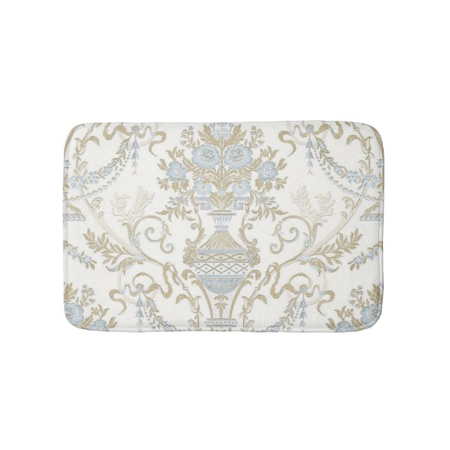 Tapete De Banheiro Regina White Blue Floral (frente)