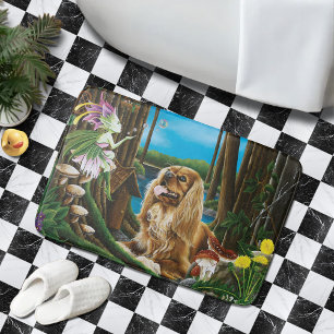Tapete De Banheiro Rei Charles Spaniel e Sprite