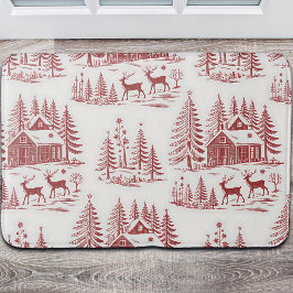 Tapete De Banheiro Reindeer de Ilustração Vintage e Casas de inverno