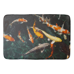 Tapete De Banheiro Relaxando Peixe Koi Orange e White Asiático