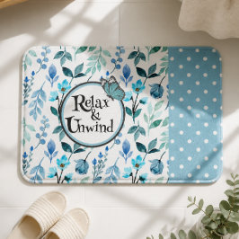 Tapete De Banheiro Relaxar e Descontrair Padrão de Design Azul-Teal