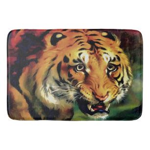 Tapete De Banheiro Retrato Artístico Snarling Tiger