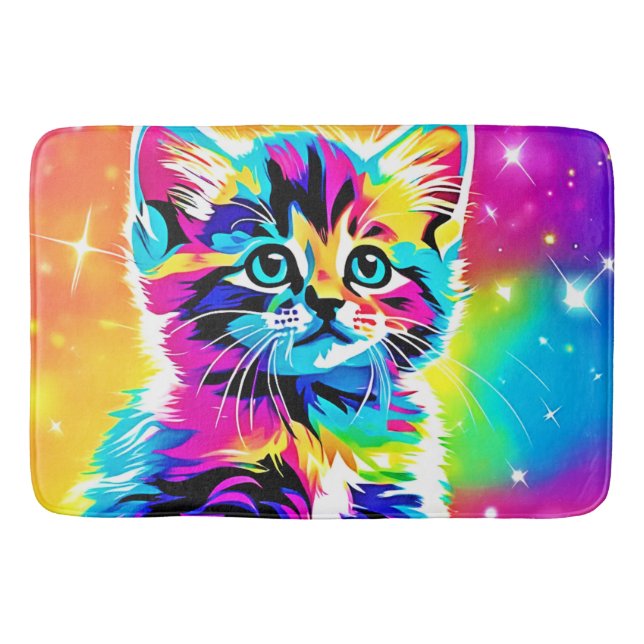 Tapete De Banheiro Retrato do Rainbow Kitten (Frente)