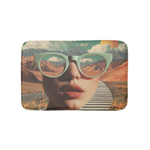 Tapete De Banheiro Retrato Surrealista com Óculos Refletindo o Desert