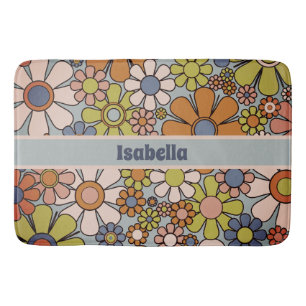 Tapete De Banheiro Retro 60s 70s Groovy Floral Personalizado