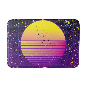 Tapete De Banheiro Retro 80's Roxo Sol Amarelo