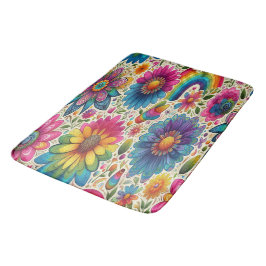 Tapete De Banheiro Retro Arco-íris Hippie Floral