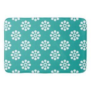 Tapete De Banheiro Retro Flores sem soldadura branca