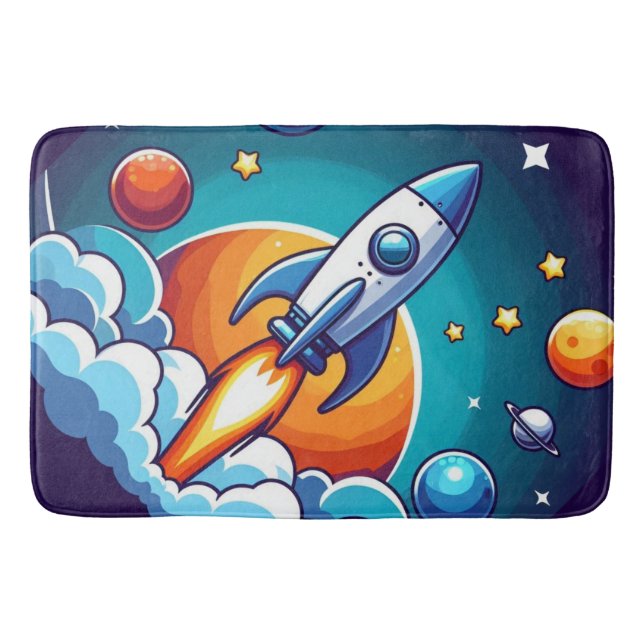 Tapete De Banheiro Retro, foguete espacial (Frente)