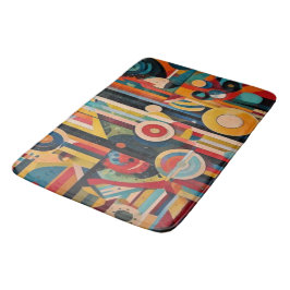 Tapete De Banheiro Retro-Futurist Abstract Geometric Bath Mat