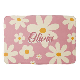 Tapete De Banheiro Retro groovy daisy boho desert rosa