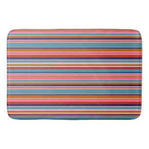 Tapete De Banheiro Retro horizontal de faixas azuis-cor-de-rosa-terra