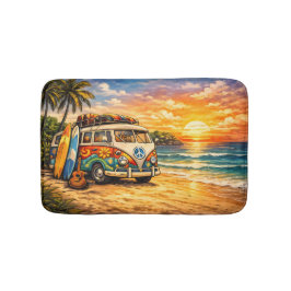 Tapete De Banheiro Retro Ônibus de Praia Hippie dos Anos 60 | Pôr do 