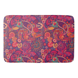 Tapete De Banheiro Retro Paisley Vermelhos  