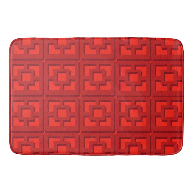 Tapete De Banheiro Retro Red Trellis Bath Mat (Frente)