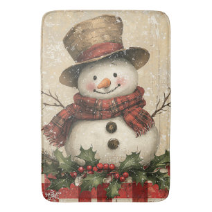 Tapete De Banheiro Retro Snowman Bath Mat