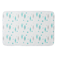 Retro Turquoise Diamond & Starburst Bath Mat