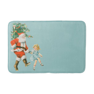 Tapete De Banheiro Retro Vintage Papais noeis e Natal para Garotas