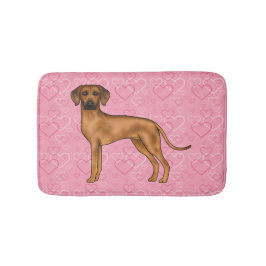 Tapete De Banheiro Ridgeback Dog Love Heart Pink