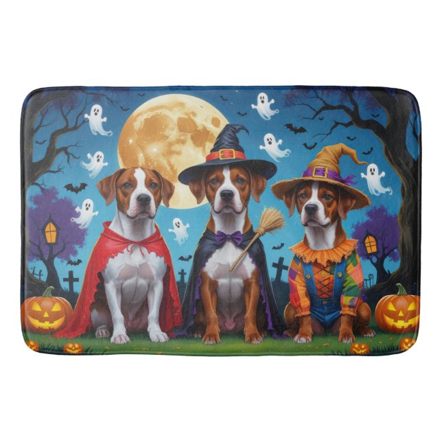 Tapete De Banheiro Ridgeback Rhodesian Cães Pumpkin Halloween Engraça (Frente)