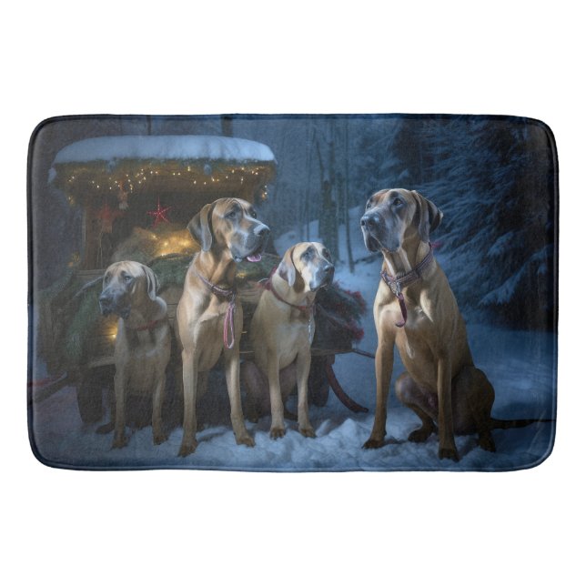 Tapete De Banheiro Ridgeback Ridgeback Snowy Sleigh Decência de Natal (Frente)