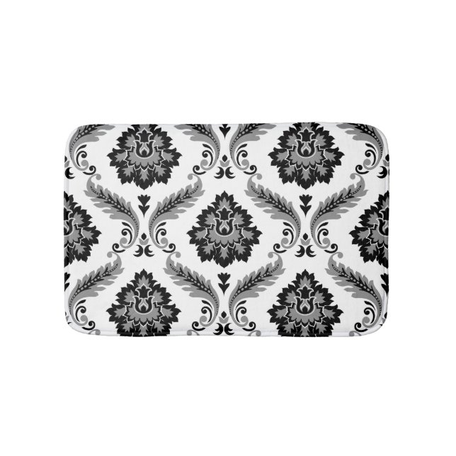 Tapete De Banheiro Rococo Damask Lg Pattern Grey Black White (frente)