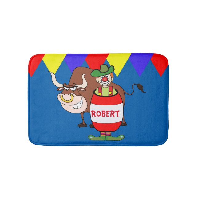 Tapete De Banheiro Rodeio Palhaço Em Barrel E Bull Personalize (frente)