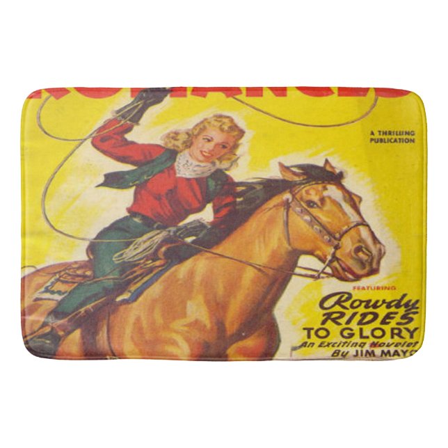 Tapete De Banheiro Rodeo Rodeo-Cowgirl Ocidental Roping Rodeo Romance (Frente)