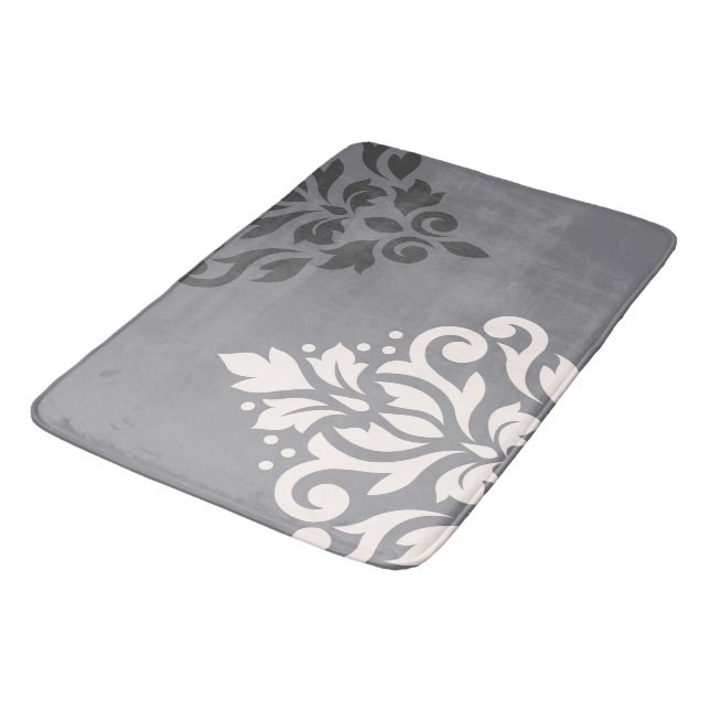 Tapete De Banheiro Rolar Damask Art I Cream & Grays (Angulado)