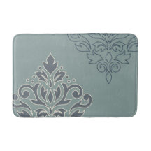 Rolar Damask Art I (outline) Cream Blues Teal