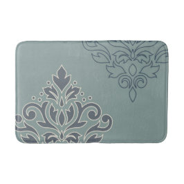Tapete De Banheiro Rolar Damask Art I (outline) Cream Blues Teal