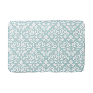 Tapete De Banheiro Rolar Damask Big Ptn White em Duck Egg Blue (B)