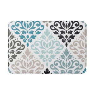 Tapete De Banheiro Rolar Damask Lg Pattern Teals Brown White