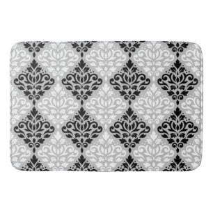 Tapete De Banheiro Rolar Damask Ptn B&W na Cinza