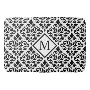 Tapete De Banheiro Rolar Damask Ptn Black on White (Personalizado)