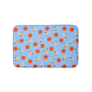Tapete De Banheiro Romance Floral (fundo azul)
