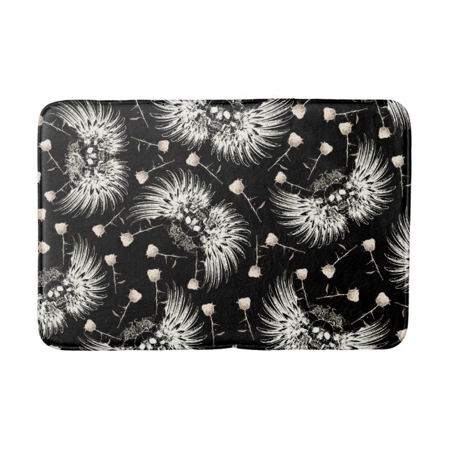 Tapete De Banheiro Romance Gótica Vitoriana Caveira Asas & Rosas Bran (Frente)