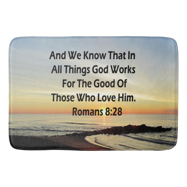 TAPETE DE BANHEIRO ROMANOS SUNRISE 8:28 SCRIPTURE VERSE (Frente)