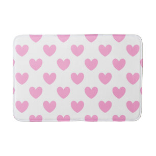 Tapete De Banheiro Rosa algodão doce bolinhas de coração em branco