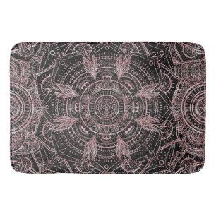 Tapete De Banheiro Rosa Boho Cinza Dourada Mandala Design