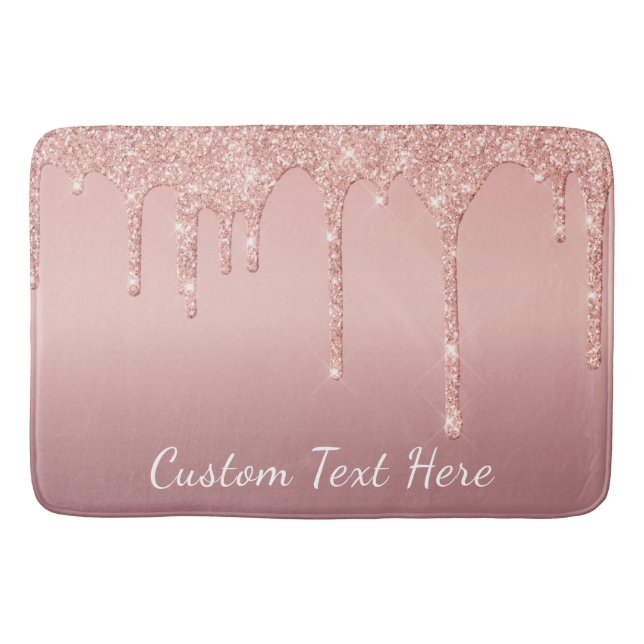 Tapete De Banheiro Rosa de Texto Personalizado Dissipadores Sparkle L (Frente)