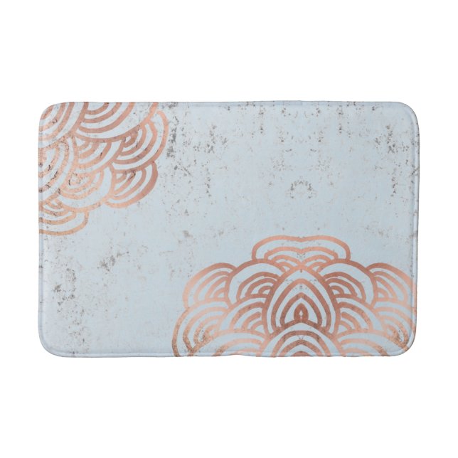 Tapete De Banheiro Rosa Dourada Flor Mandala Bath Mat (Frente)