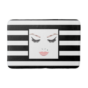 Tapete De Banheiro Rosa Dourada Makeup Face sobrancelhas Lábios Glam 