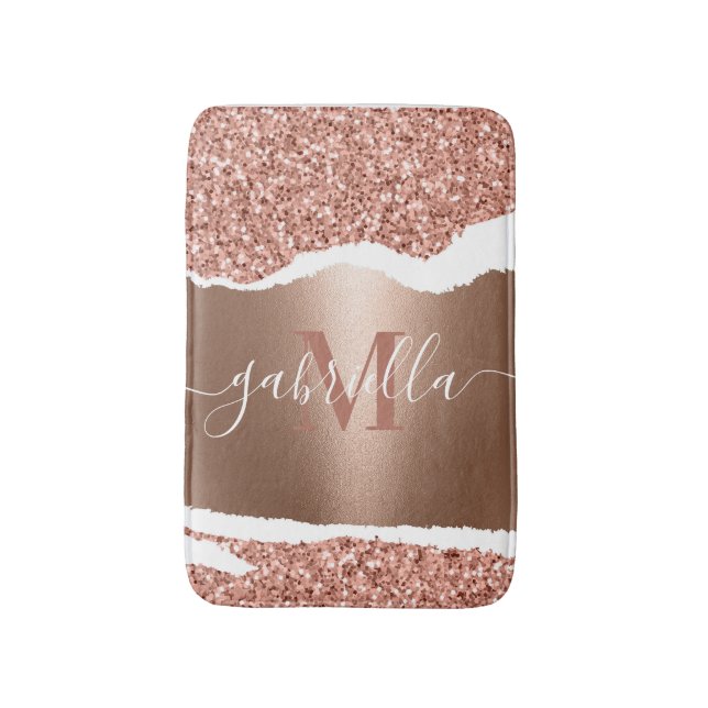 Tapete De Banheiro Rosa Dourado Faux e Glitter (Frente Vertical)
