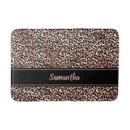 Tapete De Banheiro Rosa Dourado Preto Chic Impressão Leopardo Persona