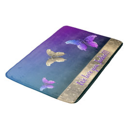Tapete De Banheiro Rosa e Bath Mat com borboleta sem texto