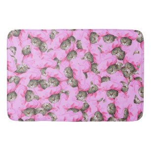 Tapete De Banheiro Rosa Gato Engraçado